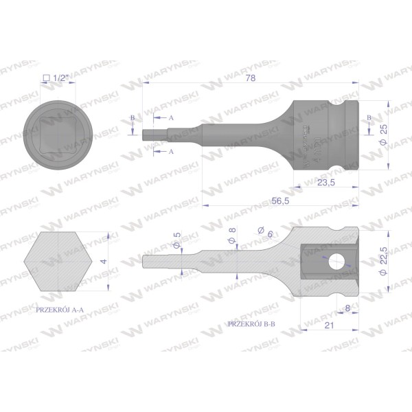 Nasadka udarowa 1/2", imbusowa 4mm hex H4 WMU224 | Exvi
