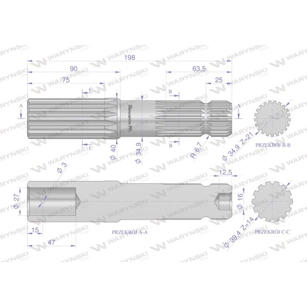 Końcówka WOM 1000 obr/min C-385 Waryński 80/15-324/7 | Exvi