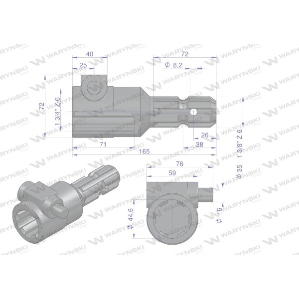 Redukcja adapter na trzpień 1 3/4" 6 wpustów W246605 | Exvi