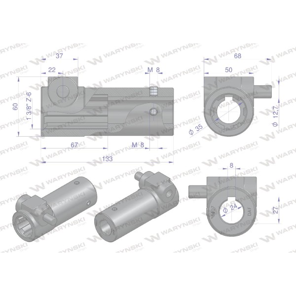 Redukcja adapter na trzpień 1 3/8" 6 wpustów W246607 | Exvi