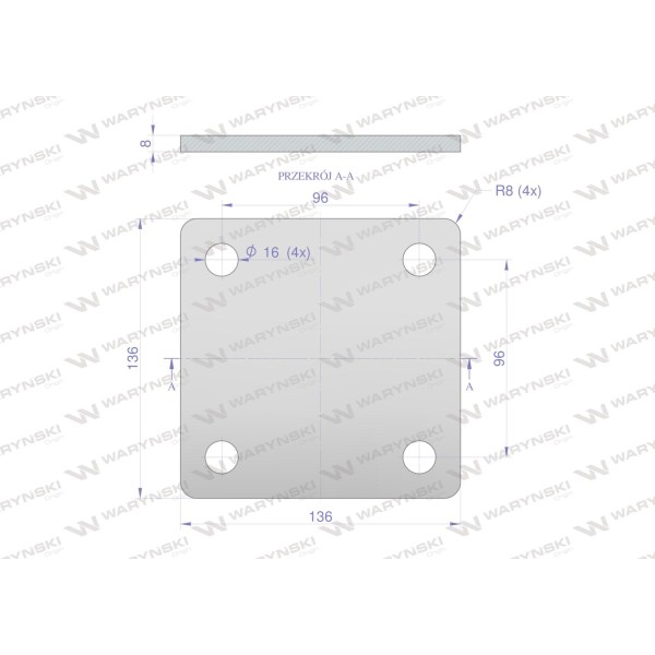 Płytka, czterootworowa Jarzma M14 80 94-M14-80 | Exvi