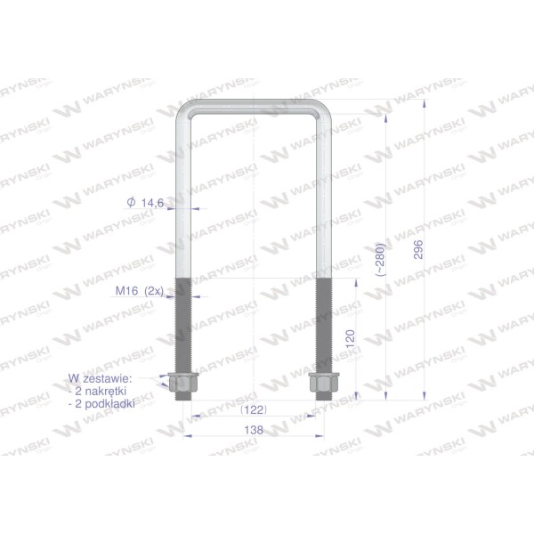 Jarzmo, Cybant, długie M16 122x280 M16-120X280 | Exvi