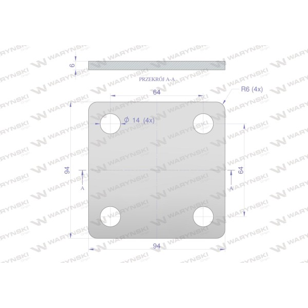 Płytka, czterootworowa Jarzma M12 50 94-M12-50 | Exvi
