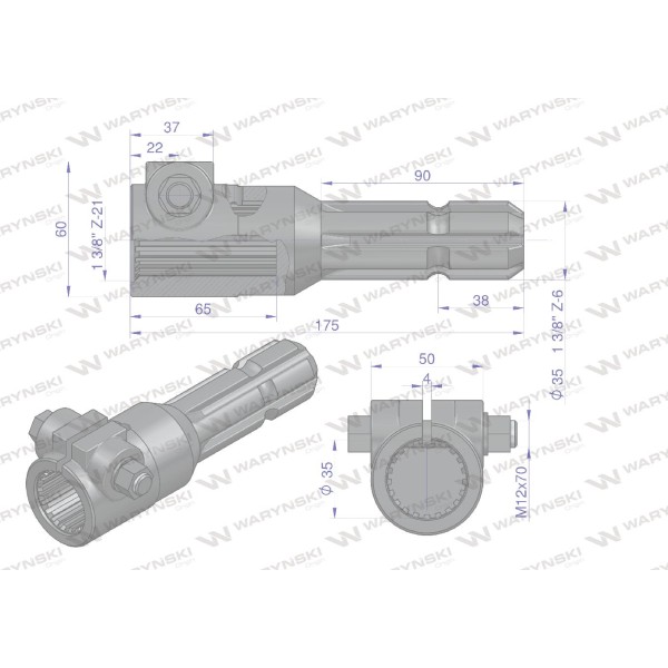 Redukcja adapter na śrubę 1 3/8" 21 wpustów W246614 | Exvi