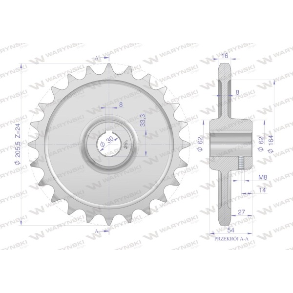 Koło, łańcuchowe stalowe hartowane Z-24 H2219250030 | Exvi