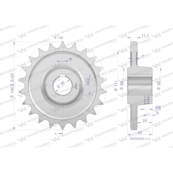 Koło, łańcuchowe stalowe hartowane Z-22 H2213050040 | Exvi