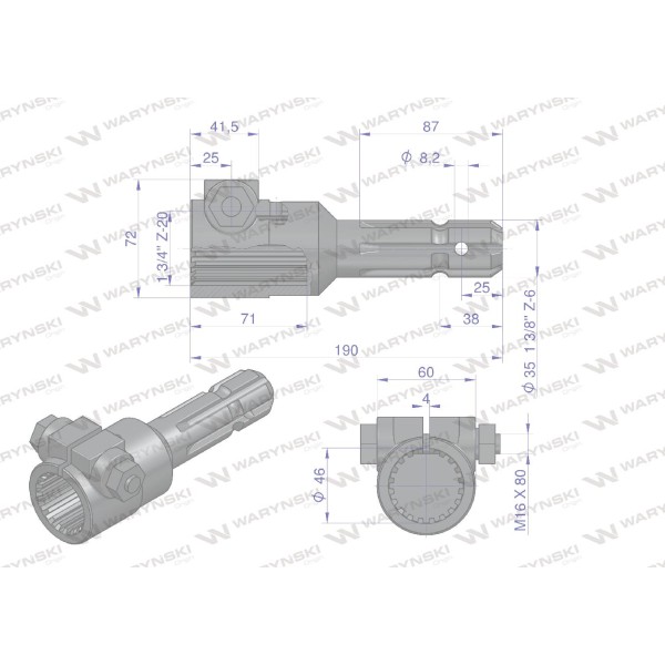Redukcja adapter na śrubę 1 3/4" 20 wpustów W246616 | Exvi