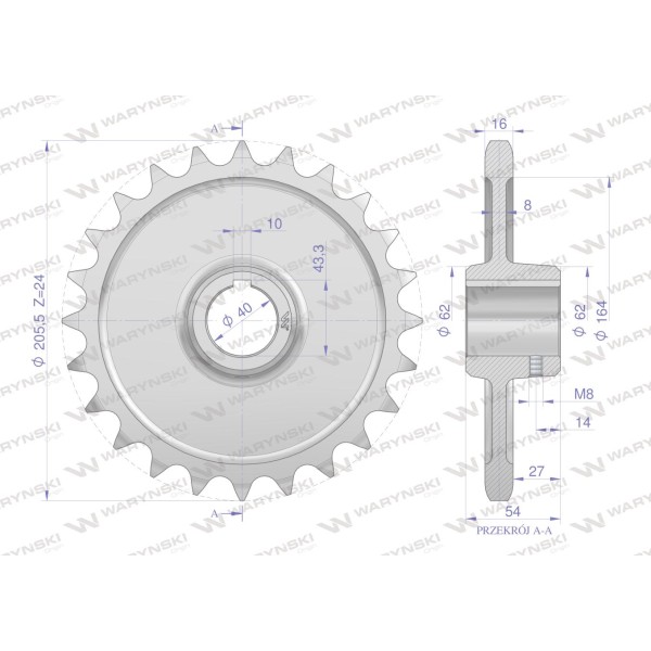 Koło, łańcuchowe stalowe hartowane Z-24 H2219250033 | Exvi