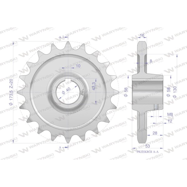 Koło, łańcuchowe stalowe hartowane Z-20 H2208050065 | Exvi