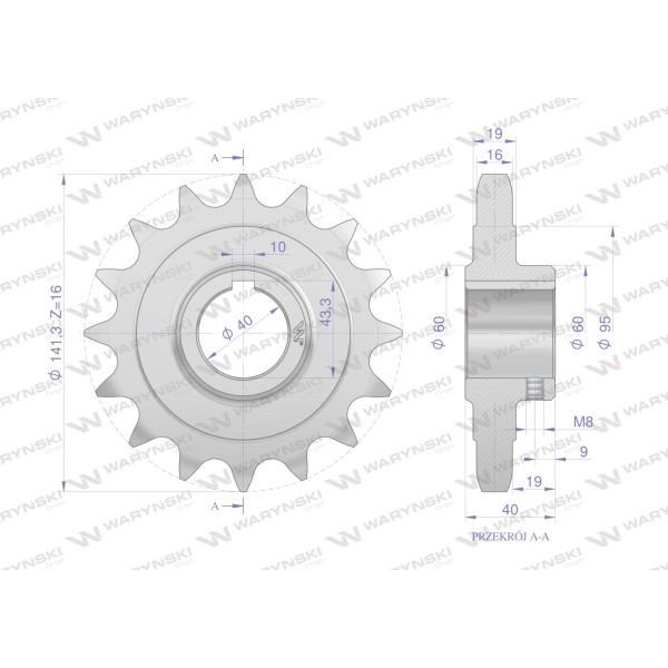 Koło, łańcuchowe stalowe hartowane Z-16 H2218050200 | Exvi
