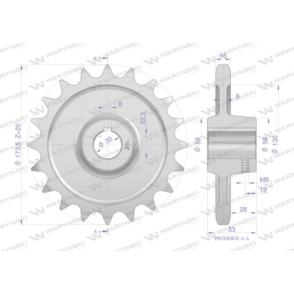 Koło, łańcuchowe stalowe hartowane Z-20 H2208050061 | Exvi