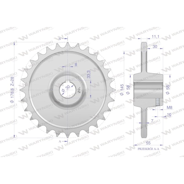 Koło, łańcuchowe stalowe hartowane Z-28 H2208050060 | Exvi