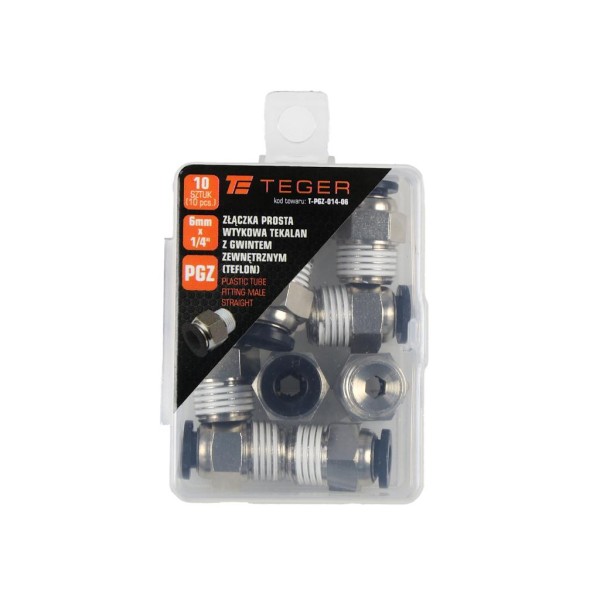 Złączka prosta wtykowa tekalan z gwintem PGZ-014-06 | Exvi