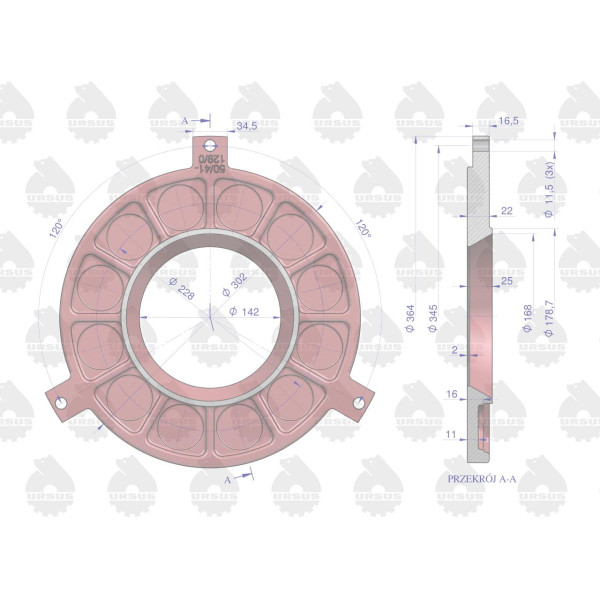 Tarcza dociskowa II stopnia C-330/360 50/41-129/0 | Exvi