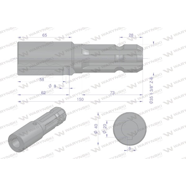 Redukcja adapter na wpust otwór wew. Q 20 mm W246633 | Exvi