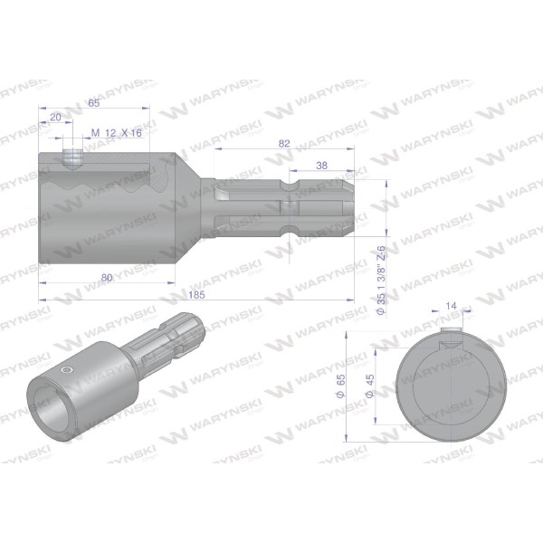 Redukcja adapter na wpust otwór wew. Q 45 mm W246637 | Exvi