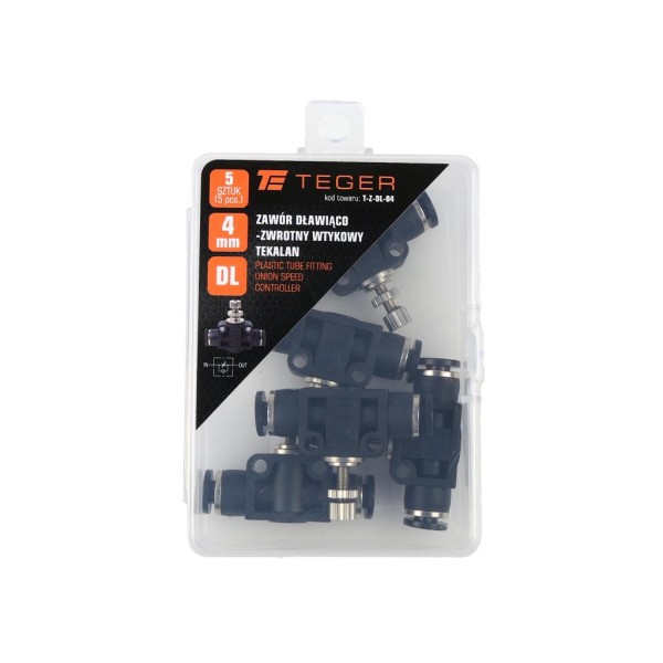 Zawór dławiąco-zwrotny wtykowy tekalan 4mm Z-DL-04 | Exvi