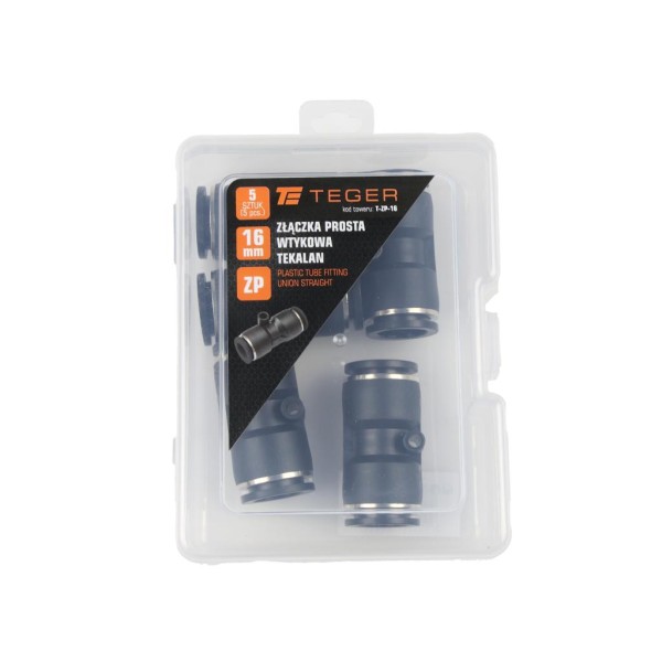 Złączka prosta wtykowa tekalan 16mm TEGER ZP-16 | Exvi