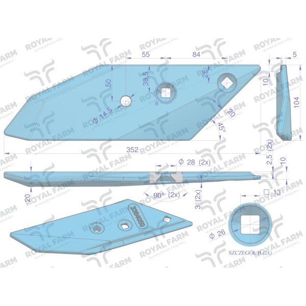 Dłuto, nakładka, lemiesza prawa RF-3364050 | Exvi