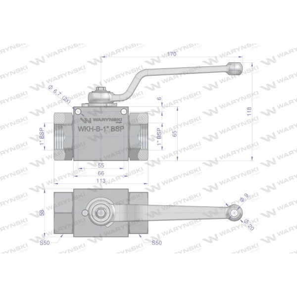 Zawór kulowy hydrauliczny 2-drogowy 2/2 WKH-B-1BSP | Exvi