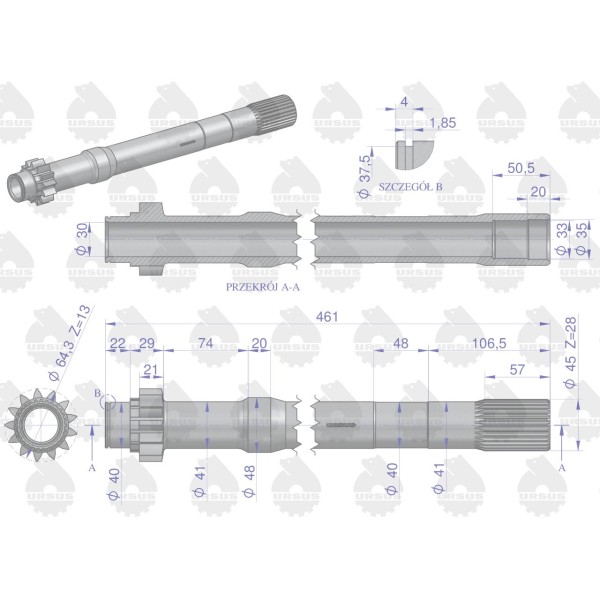 Wałek sprzęgłowy przekaźnika C-360-3P 50/81-903/0 | Exvi
