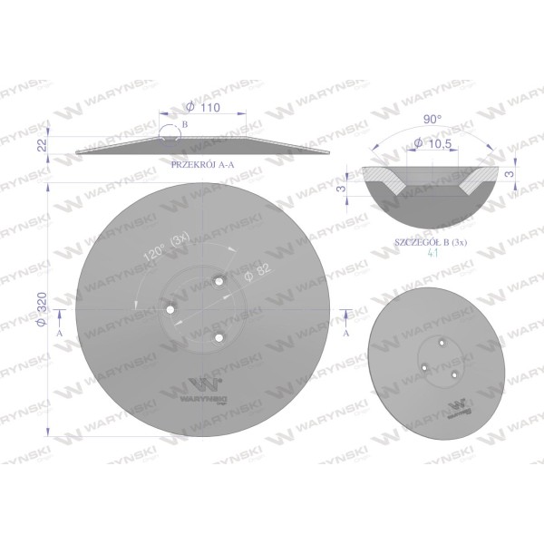 Talerz tarcza redlicy fi 320mm, mocowanie 3 13209230 | Exvi