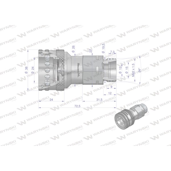 Szybkozłącze hydrauliczne gniazdo WIAM22MZE-10 | Exvi