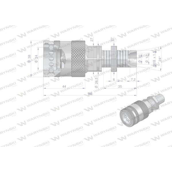 Szybkozłącze hydrauliczne gniazdo WIAM18MZL-PPE-10 | Exvi