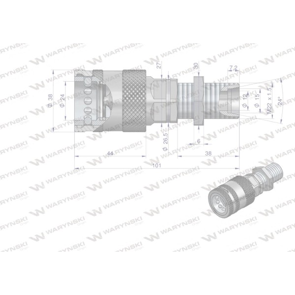 Szybkozłącze hydrauliczne gniazdo WIAM22MZL-PPE-10 | Exvi