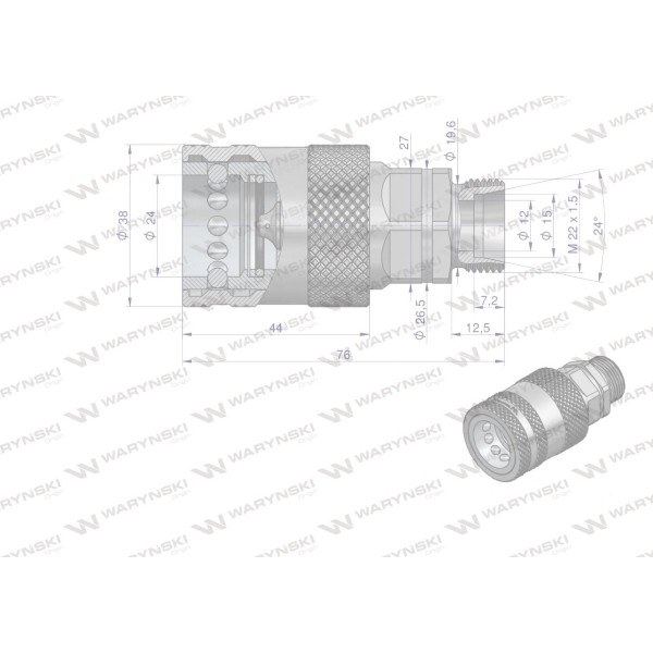 Szybkozłącze hydrauliczne gniazdo WIAM22MZ-PPE-10 | Exvi