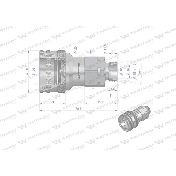Szybkozłącze hydrauliczne gniazdo WIAM18MZE-10 | Exvi