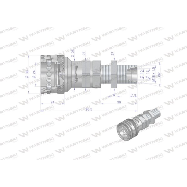 Szybkozłącze hydrauliczne gniazdo WIAM18MZLE-10 | Exvi