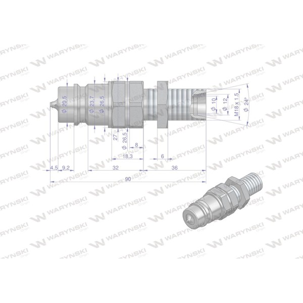 Szybkozłącze hydrauliczne wtyczka long WIAM18SZLE-10 | Exvi