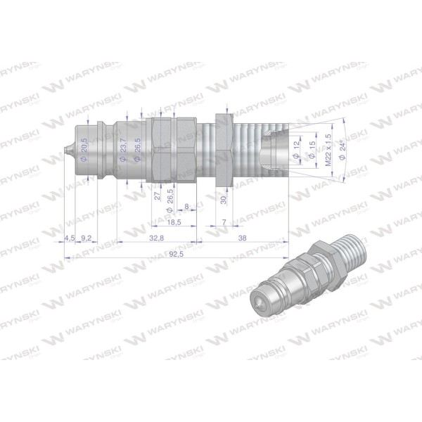 Szybkozłącze hydrauliczne wtyczka long WIAM22SZLE-10 | Exvi