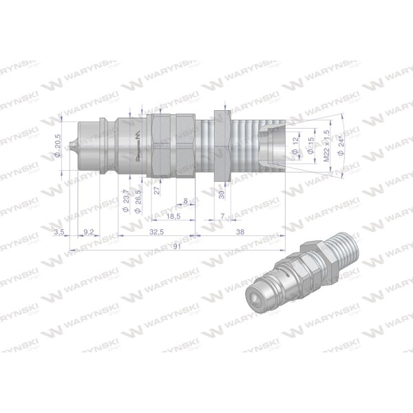 Szybkozłącze hydrauliczne wtyczka long WIAM22SZL-50 | Exvi
