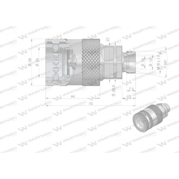 Szybkozłącze hydrauliczne gniazdo WIAM18MZ-PPE-10 | Exvi