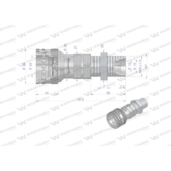 Szybkozłącze hydrauliczne gniazdo WIAM22MZLE-10 | Exvi