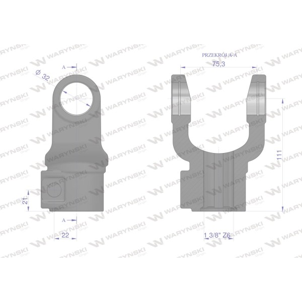 Widłak 3276 wału zewnętrzny 32x76, Waryński WC327601 | Exvi