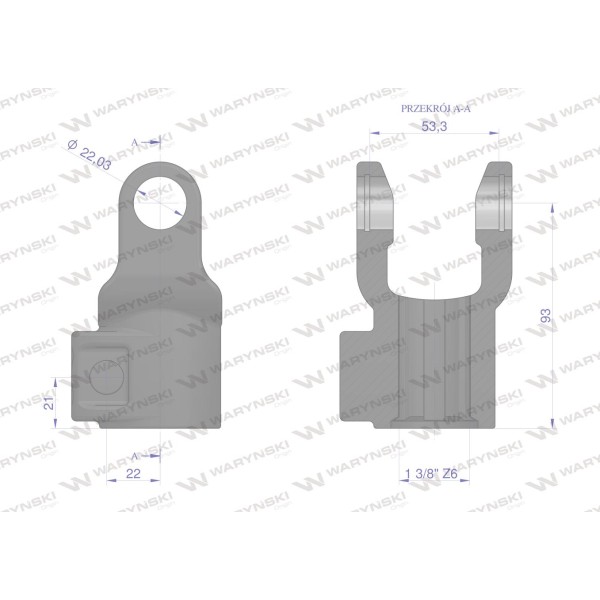 Widłak 2255 wału zewnętrzny 22x55, Waryński WC225501 | Exvi