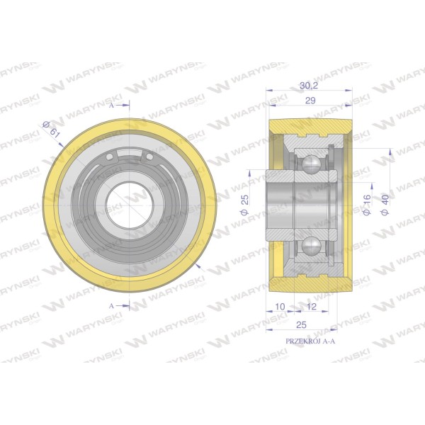 Rolka podporowa, PU61x30x16,5, zastosowanie 641032 | Exvi