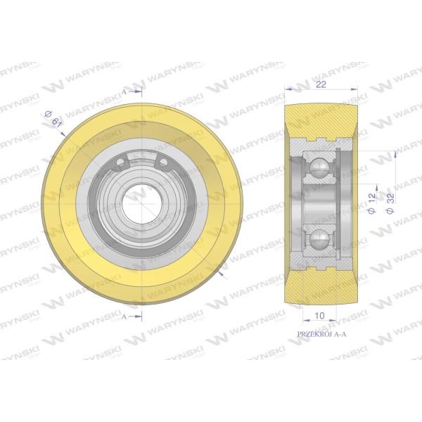 Rolka podporowa, PU62x21x12, zastosowanie 641034 | Exvi
