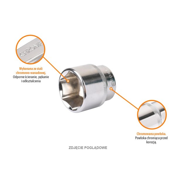 Klucz nasadowy 1/2" sześciokątny 13 mm, CR-V KNS106 | Exvi