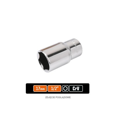 Klucz nasadowy 1/2" sześciokątny długi 17 mm KNS210 | Exvi