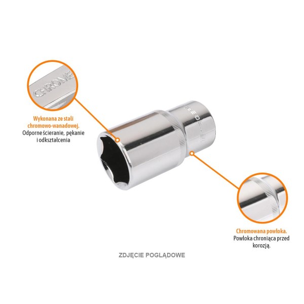 Klucz nasadowy 1/2" sześciokątny długi 17 mm KNS210 | Exvi