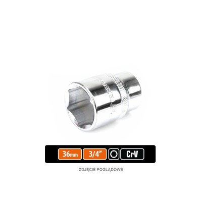 Klucz nasadowy 3/4" sześciokątny 36 mm, CR-V KNS511 | Exvi