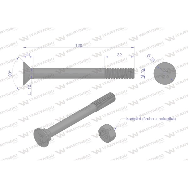 Śruba kpl. płużna podsadzana D 608 6081212120 | Exvi