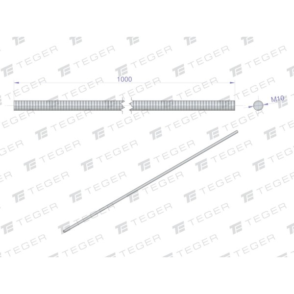 Pręt gwintowany M10 x 1000mm kl.8.8 DIN PGM10-8.8OC | Exvi