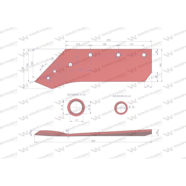 Eurolemiesz lewy 14" zastosowanie Kverneland 073003 | Exvi
