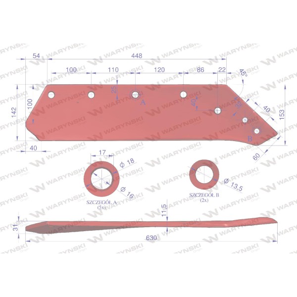 Eurolemiesz prawy 18" zastosowanieKverneland 073006 | Exvi