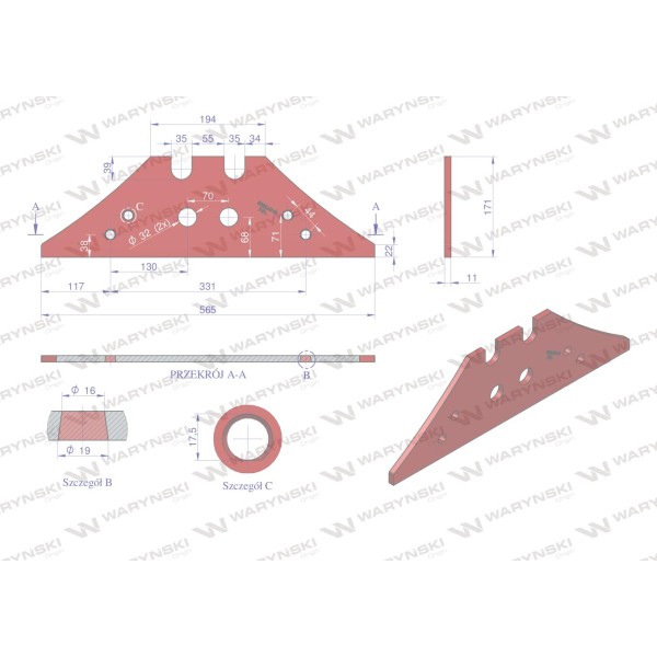 Płoza krótka obracalna P&L zastosowanie 073608 | Exvi